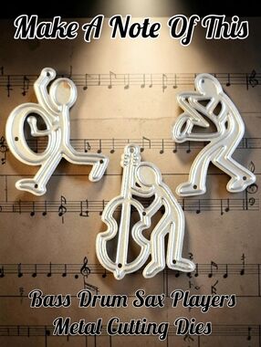 3 Sax Bass Drum Musicians Metal Cutting Dies Scrapbooking Card Making Craft
